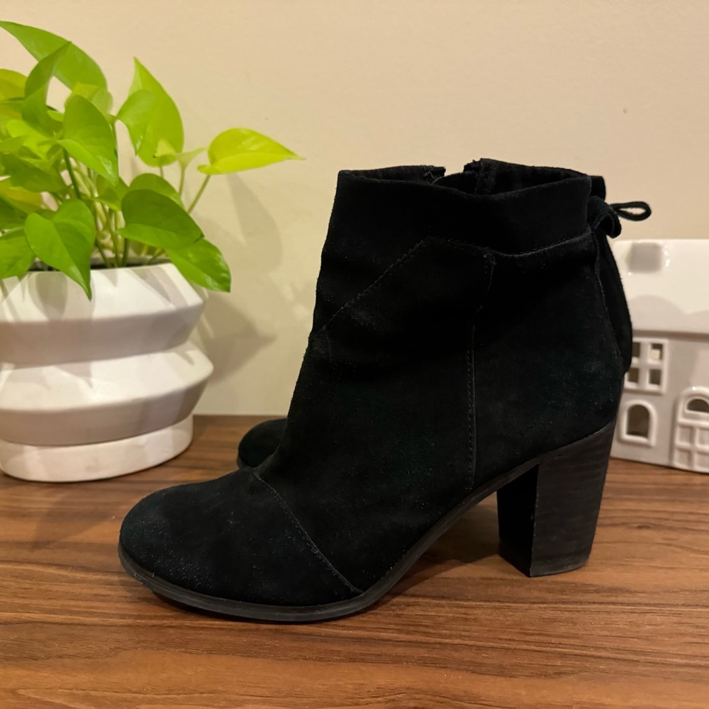 TOMS suede leather black booties